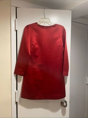 Zara Red Long-Sleeve mini Shift Dress